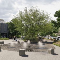 Ortenovo náměstí v Holešovicích čeká proměna. Park se rozšíří, přibudou nové vodní trysky